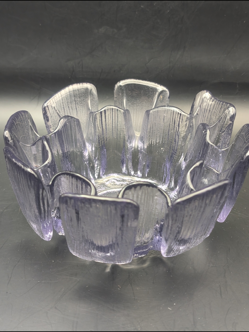 Vintage Viking Glass Finnish Crown bowl in purple
